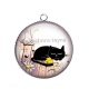 Pendentif Cabochon Argent - chat