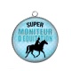 Pendentif Cabochon Argent - super moniteur d'équitation
