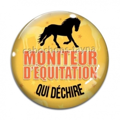 Cabochon Verre - moniteur d'équitation qui déchire