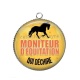 Pendentif Cabochon Argent - moniteur d'équitation qui déchire