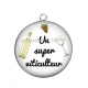 Pendentif Cabochon Argent - un super viticulteur 