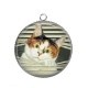 Pendentif Cabochon Argent - chat