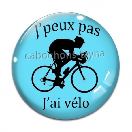 Cabochon Verre - j'peux pas j'ai vélo