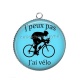 Pendentif Cabochon Argent - j'peux pas j'ai vélo
