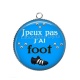 Pendentif Cabochon Argent - j'peux pas j'ai foot