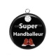 Pendentif Cabochon Argent - super handballeur