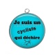 Pendentif Cabochon Argent - je suis un cycliste qui déchire