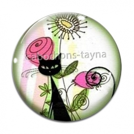 Cabochon Verre - chat