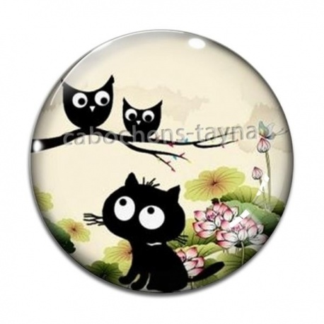 Cabochon Verre - chat