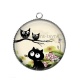 Pendentif Cabochon Argent - chat