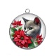 Pendentif Cabochon Argent - chat