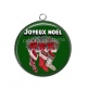 Pendentif Cabochon Argent - joyeux noël