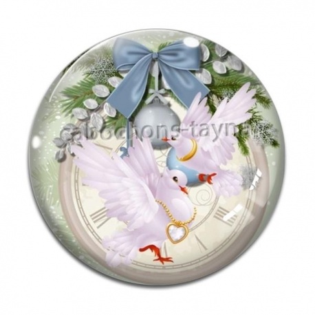 Cabochon Verre - oiseaux de noël