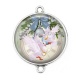 Connecteur Cabochon Argent - oiseaux de noël