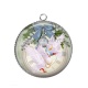 Pendentif Cabochon Argent - oiseaux de noël