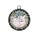 Pendentif Cabochon Argent - oiseaux de noël