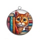 Pendentif Cabochon Argent - chat