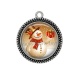 Pendentif Cabochon Argent - bonhomme des neiges