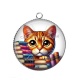 Pendentif Cabochon Argent - chat