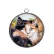Pendentif Cabochon Argent - chat