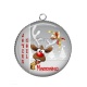 Pendentif Cabochon Argent - joyeux noël marraine