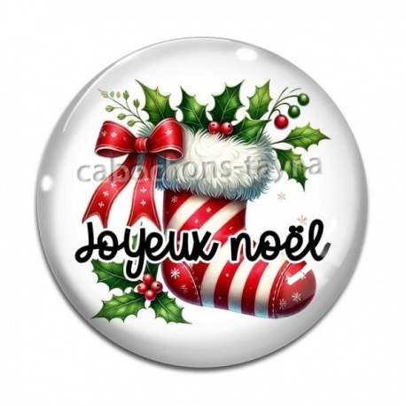 Cabochon Verre - botte joyeux noël