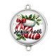 Connecteur Cabochon Argent - botte joyeux noël