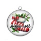 Pendentif Cabochon Argent - botte joyeux noël