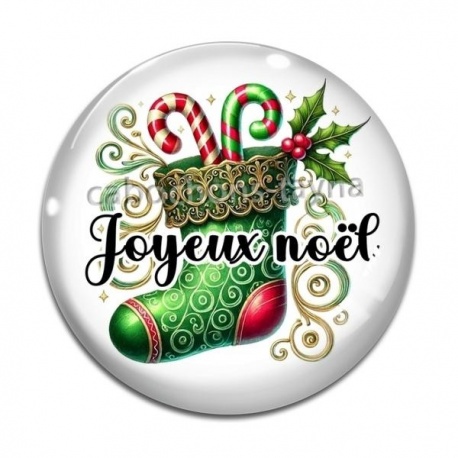 Cabochon Verre - botte joyeux noël