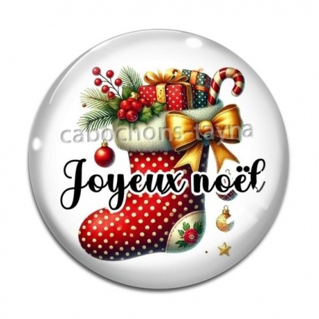 Cabochon Verre - botte joyeux noël