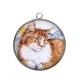 Pendentif Cabochon Argent - chat