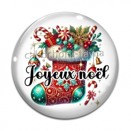 Cabochon Verre - botte joyeux noël