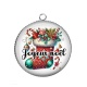 Pendentif Cabochon Argent - botte joyeux noël