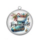 Pendentif Cabochon Argent - botte joyeux noël