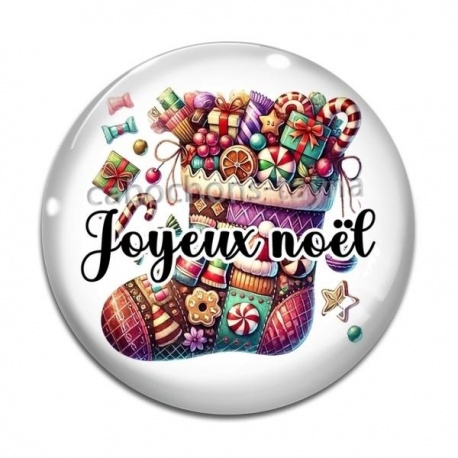 Cabochon Verre - botte joyeux noël