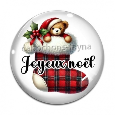 Cabochon Verre - botte joyeux noël