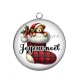 Pendentif Cabochon Argent - botte joyeux noël
