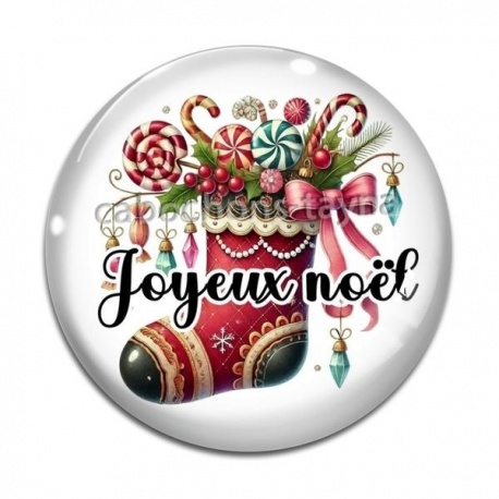 Cabochon Verre - botte joyeux noël