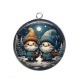Pendentif Cabochon Argent - papa noël