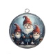 Pendentif Cabochon Argent - père noël