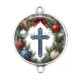 Connecteur Cabochon Argent - croix de noël