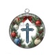 Pendentif Cabochon Argent - croix de noël