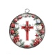 Pendentif Cabochon Argent - croix de noël