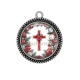 Pendentif Cabochon Argent - croix de noël