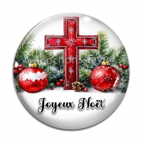 Cabochon Verre - croix joyeux noël