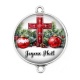 Connecteur Cabochon Argent - croix joyeux noël