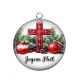 Pendentif Cabochon Argent - croix joyeux noël
