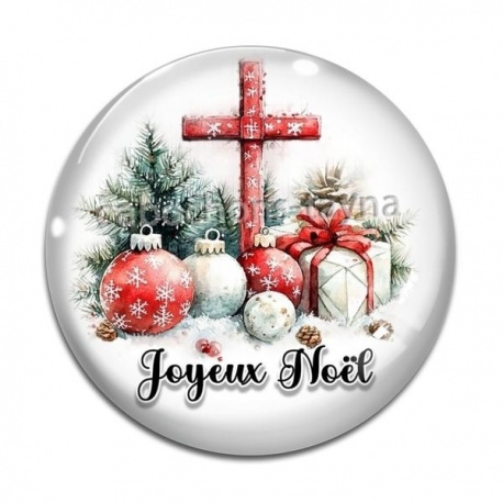 Cabochon Verre - croix joyeux noël