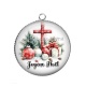 Pendentif Cabochon Argent - croix joyeux noël