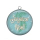 Pendentif Cabochon Argent - joyeux noël